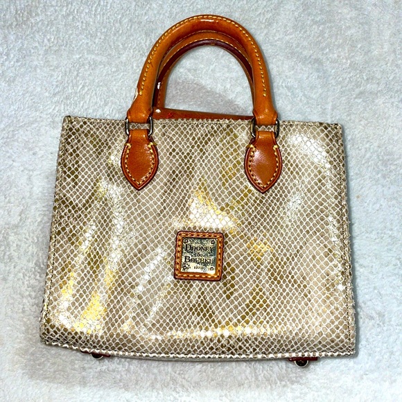 Dooney & Bourke Tan and Brown Snake Print Handbag - Picture 2 of 14